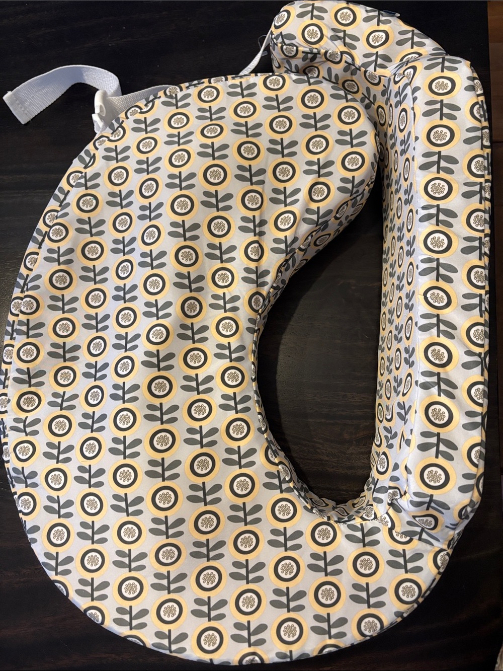 Neutral Floral Nursing Pillow Cover - Yellow & Gray